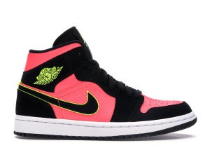 Jordan  1 Mid Black Hot Punch (W) Black/Volt-Hot Punch-White (BQ6472-006)