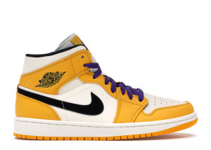 Jordan  1 Mid SE Lakers University Gold/Black-Pale Ivory-Court Purple-Sail (852542-700)