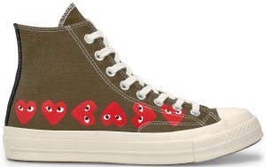 Converse  Chuck Taylor All-Star 70s Hi Comme des Garcons Play Multi-Heart Green Green/Red-Egret (162973C)