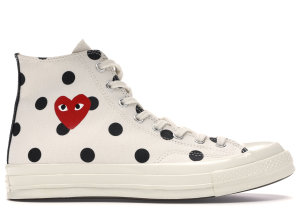 Converse  Chuck Taylor All-Star 70s Hi Comme des Garcons PLAY  Polka Dot White White/Black-Red (157251C)