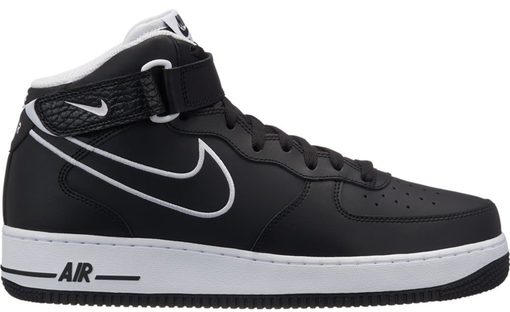 Nike Air Force 1 Mid Leather Black White Black/White (AQ8650-001)