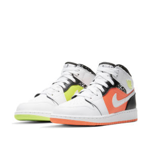 Jordan  1 Mid Composition Notebook (GS) Orange/Volt-Black-White (554725-870)