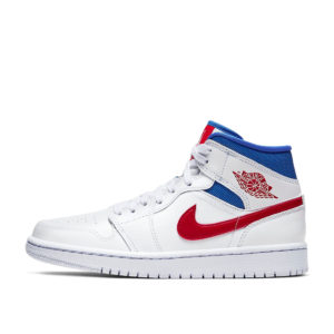 Air Jordan Womens Nike AJ I 1 Mid White ‘Red Royal’ (2020) (BQ6472-164)