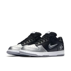 Nike  SB Dunk Low Supreme Jewel Swoosh Silver Metallic Silver/Metallic Silver-Black (CK3480-001)